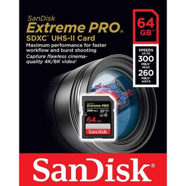 SANDISK SD64GB EXTREM PRO V90  300/260Mb 1667x UHS-II 3100834