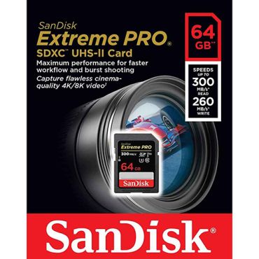 SANDISK SD64GB EXTREME PRO V90 300/260Mb 1667x UHS-II 3100834